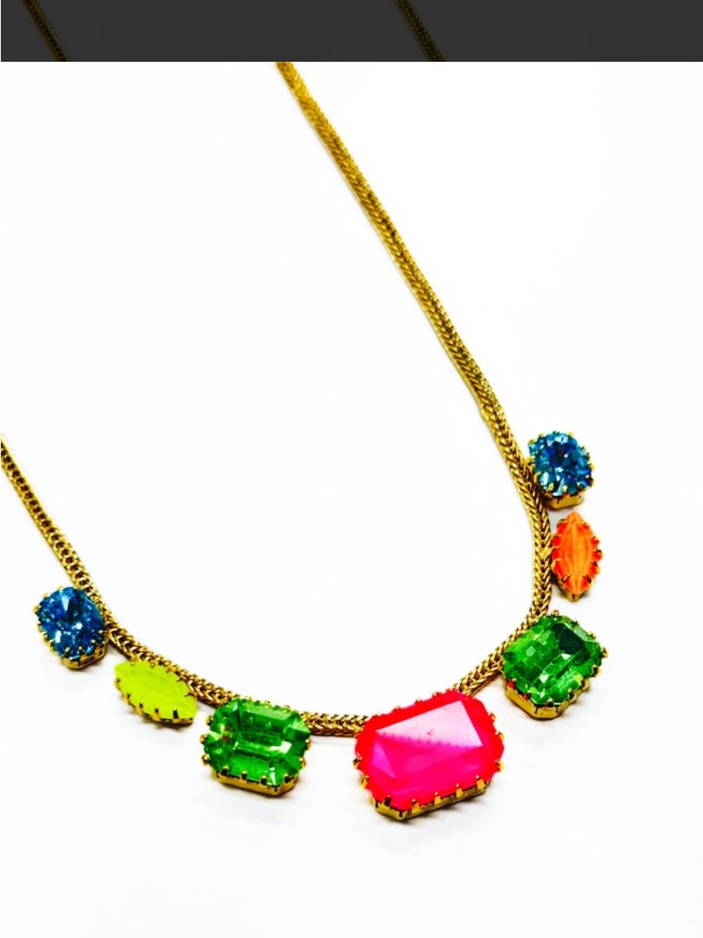 TOVA THE ELECTRA NECKLACE Statement Necklace - Pink, Green, Blue, Orange Crystal